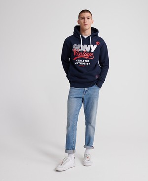 Superdry New York Vintage Férfi Kapucnis Pulóver Kék | UTLBG8725